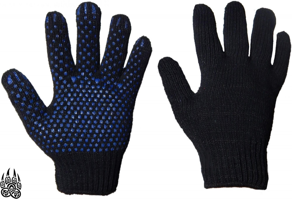 Перчатки ХБ двойные зимние (8 нити) черные 