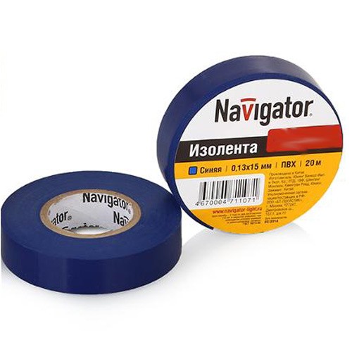 Изолента ПВХ 19мм (рул.20м) синяя NIT-A19-20/R Navigator 71114