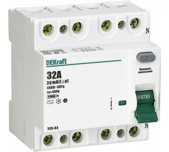 Выключатель дифференциального тока (УЗО) 4п 40А 300мА тип AC DEKraft УЗО-03 SchE 14251DEK