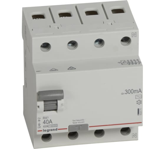 Выключатель дифференциального тока (УЗО) 4п 40А 300мА тип АС RX3 Legrand (402071)